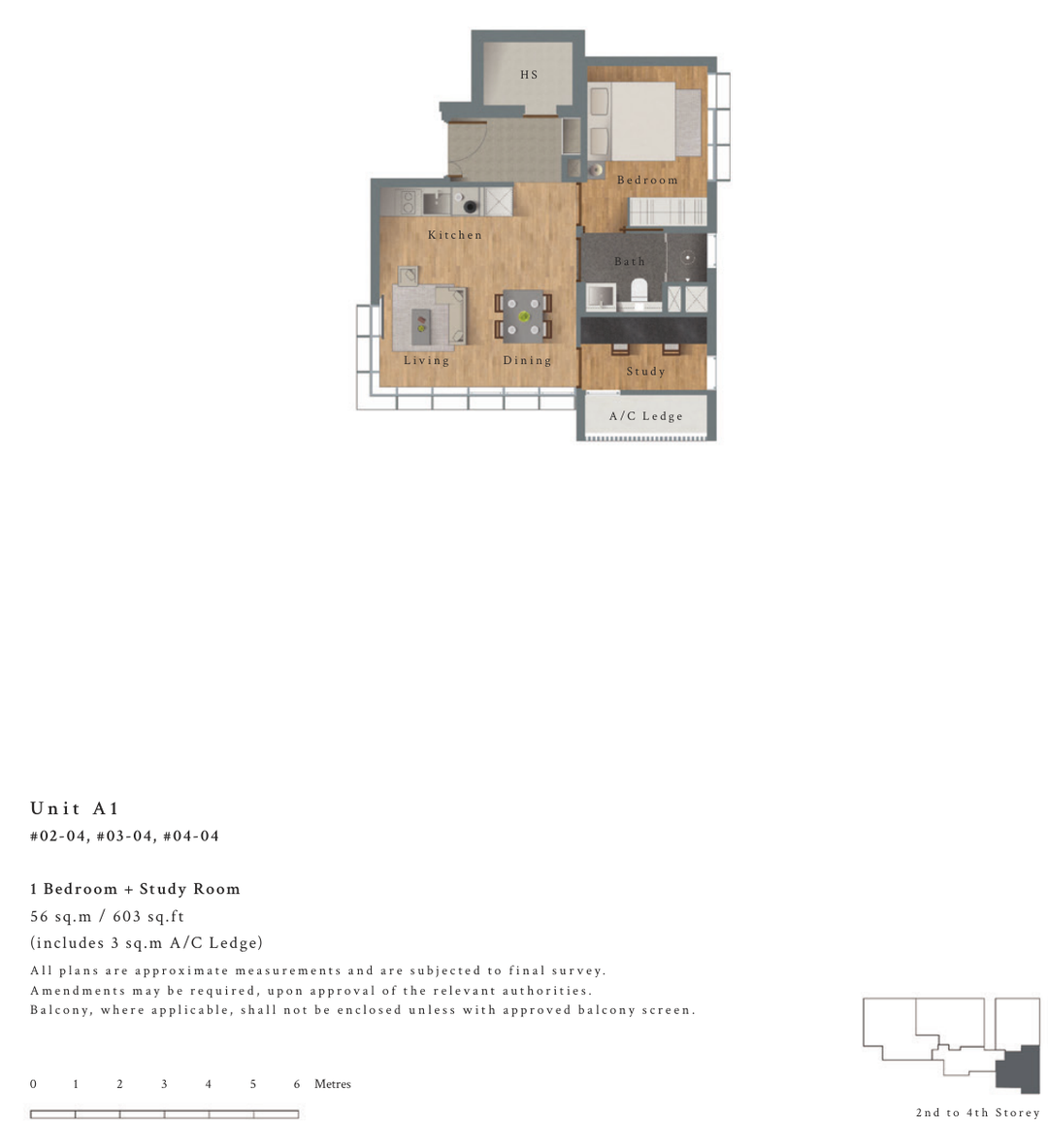 1-Bedroom + Study · Type A1