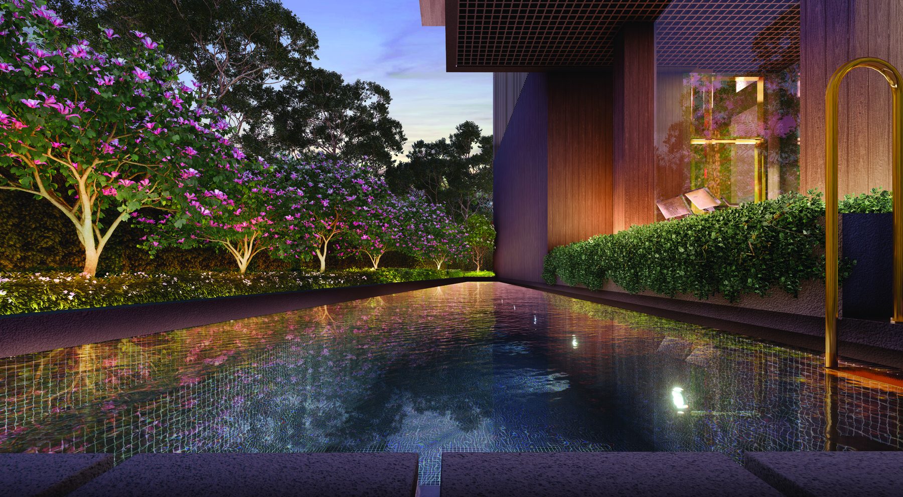 Swimming pool at dusk (artist’s impression)